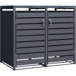Lucas cache poubelle mtallique anthracite - abri poubelle pour 2 conteneurs - max. 240l - abri poubelle ...