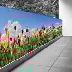 Lumal�a - brise vue trompe l'oeil - 90x292 cm - tulipes - recto imprim� / verso blancb�che micro perfor�e ...