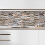 Lumala - crdence adhsive cuisine - effet parement - 50x135 cm - adhsif mat