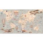 Lumal�a - papier peint panoramique enfants - carte du monde - 130 cm x 73 cm