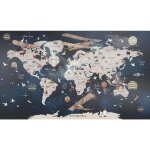 Lumal�a - papier peint panoramique enfants - carte du monde - 130 cm x 77 cm