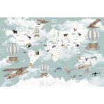 Lumal�a - papier peint panoramique enfants - carte du monde - 130 cm x 87 cm