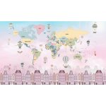 Lumaléa - papier peint panoramique enfants - carte du monde - 195 cm x 117 cm Lumaléa - papier peint panoramique enfants - carte du monde - 195 cm x 117 cm