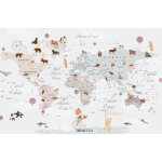 Lumal�a - papier peint panoramique enfants - carte du monde - 260 cm x 170 cm