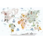 Lumal�a - papier peint panoramique enfants - carte du monde - 390 cm x 252 cm