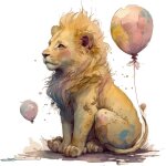 Lumala - papier peint panoramique enfants - lionceau ballon - 260 cm x 167 cm