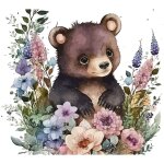 Lumal�a - papier peint panoramique enfants - ourson brun - 130 cm x 84 cm