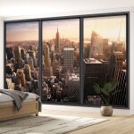 Lumaléa - papier peint panoramique trompe l'oeil baie vitrée - new york - 130 cm x 78 cm Lumaléa - papier peint panoramique trompe l'oeil baie vitrée - new york - 130 cm x 78 cm