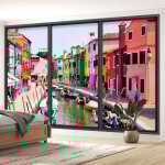 Lumaléa - papier peint panoramique trompe l'oeil baie vitrée - ville burano - 325 cm x 195 cm Lumaléa - papier peint panoramique trompe l'oeil baie vitrée - ville burano - 325 cm x 195 cm