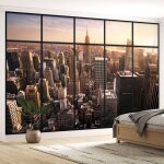 Lumal�a - papier peint panoramique trompe l'oeil verri�re - new york - 130 cm x 82 cm