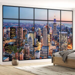 Lumal�a - papier peint panoramique trompe l'oeil verri�re - new york - 395 cm x 250 cm