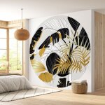 Lumala - papier peint rond / cercle - motif botanique - diamtre 90 cm