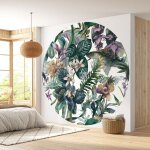 Lumaléa - papier peint rond / cercle - motif floral - diamètre 90 cm Lumaléa - papier peint rond / cercle - motif floral - diamètre 90 cm