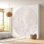 Lumaléa - papier peint rond / cercle - motif floral - diamètre 90 cm Lumaléa - papier peint rond / cercle - motif floral - diamètre 90 cm