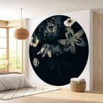 Lumaléa - papier peint rond / cercle - motif floral - diamètre 90 cm Lumaléa - papier peint rond / cercle - motif floral - diamètre 90 cm