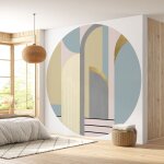 Lumaléa - papier peint rond / cercle - motif géométrique - diamètre 90 cm Lumaléa - papier peint rond / cercle - motif géométrique - diamètre 90 cm