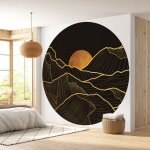 Papier peint rond / cercle - paysage abstrait - diamètre 90 cm Papier peint rond / cercle - paysage abstrait - diamètre 90 cm