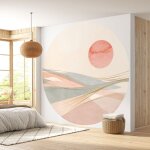 Lumaléa - papier peint rond / cercle - paysage boho - diamètre 90 cm Lumaléa - papier peint rond / cercle - paysage boho - diamètre 90 cm