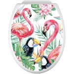 Stickers abattant wc - flamants roses - 35x43 cm - adh�sif brillant