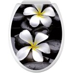 Stickers abattant wc - fleurs galets - 35x43 cm - adhsif brillant