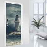 Lumaléa - stickers pour porte - phare marin - 83 x 205 cm - adhésif + protection brillante Lumaléa - stickers pour porte - phare marin - 83 x 205 cm - adhésif + protection brillante