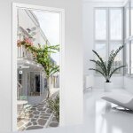 Lumal�a - stickers pour porte - ruelle trompe l'oeil - 93 x 205 cm - adh�sif + protection brillante