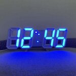 Lumi�re bleue blanche, horloge murale num�rique led, luminosit� r�glable, grande horloge temp�rature ...