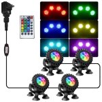 Lumi�re led submersible rvb, projecteur 4 en 1 avec t�l�commande, �tanche ip68 multicolore, pour aquariums, ...