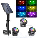 Lumires led submersible solaire, 2 modes spot piscine rgb, 5. 5v changement de couleur clairage de ...