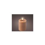 Bougie en cire led marron avec lignes de marbre, ø7x11, 2cm. lumineo