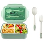 Lunch box avec 3 compartiments et cuill�re fourchette 1400 ml, bento �tanche sans bpa, boite repas pour ...