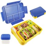 Lunch box enfant boite repas compartiment, 1330ml bleu jaune bo�te � d�jeuner pour enfant avec compartiments, ...
