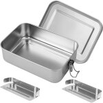 Lunch box inox, 1150 ml boite gouter inox, boite alimentaire inox avec 2 compartiments amovibles, adapt�e ...