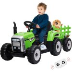 12v tracteur lectrique enfants avec pelle & remorque amovible, vhicule lectrique avec lumire led ...