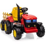 12v tracteur lectrique enfants avec remorque amovible double moteur 35w, voiture lectrique  6 pneus ...