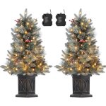 Lot de 2 sapin de noël artificiel de qualité supérieure de 90 cm avec 78 led blanc chaud - base de pot ... Lot de 2 sapin de noël artificiel de qualité supérieure de 90 cm avec 78 led blanc chaud - base de pot ...