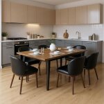 Lunsy - lot de 6 chaises de salle � manger avec si�ge rembourr�, pieds en m�tal noir pour cuisine, salon, ...