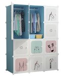 Diy armoire penderie pour enfants, tagre de rangement en plastique meuble de rangement portable pour ...