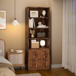 Lunsy - bibliothque 5 tages style farmhouse - portes coulissantes verre - rangement salon / bureau ...