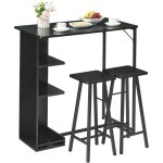 Ensemble table de bar, table a manger avec 2 chaises de bar, petite table de cuisine avec 3 tagres, ...