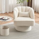 Fauteuil pivotant en velours, fauteuil rond moderne, chaise coiffeuse en avec dossier ouvert, fauteuil ...