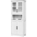 Lunsy - meuble colonne de salle de bain armoire cuisine avec porte en verre , tagres rglables salon ...
