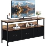 Lunsy - meuble tv bas pour tlviseur jusqu' 55' ? meuble tv avec 2 compartiments ouverts et 3 tiroirs ...