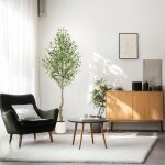 Lunsy - olivier - plantes artificielles - 180 cm - avec pot blanc - pour la maison, le salon, la chambre ...
