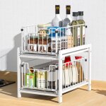 Rangements sous evier 2 niveaux organisateur coulissant avec 2 tiroirs porte - �pices pour comptoir de ...