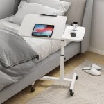 Lunsy - table de lit r�glable avec roulettes, support inclinable pour ordinateur portable, table de lit ...