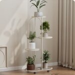 tagre  plantes  5 niveaux pour pots de fleurs, support d'angle en fer forg avec roulettes, tagres ...