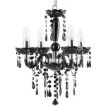 Lustre noir en mtal avec cristaux pour 4 ampoules e14 max. 40w solution d'clairage idale pour salon ...