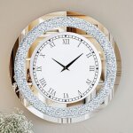 Luvodi - horloge murale silence: 60cm diamant pendule murale ronde design cristale montre suspendu dcoratif ...