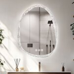 Luvodi - miroir lumineux de salle de bain asymétrique avec cadre transparent en effet de glace, miroir ... Luvodi - miroir lumineux de salle de bain asymétrique avec cadre transparent en effet de glace, miroir ...